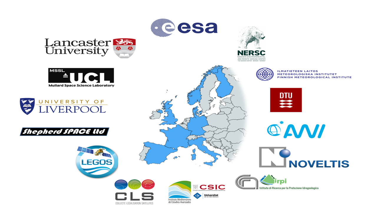 Image is a map of Europe with the consortium members' logos around it 